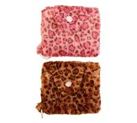 Jehoshaphat 2pc Women's Leopard Print Plush Wallet, with Snap Coin Pocket, Cute Stripe & Leopard Designs, Suitable for Cash, Cards & Keys, Soft Handbag Accessory for Everyday Use