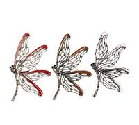 Jehoshaphat 3Pcs Hollow Dragonfly Brooches, Multi-Tone Faux Gem Inlaid Alloy Pins, Niche Personality Wearable Ornaments for Women, Matching Accessories for Daily Commute, Evening Parties