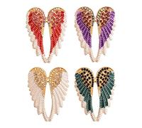 Jehoshaphat 4Pcs British Style White Rhinestone Wing Brooches, Trendy Versatile Decorative Lapel Pins, Chic Fashion Ornamental Accessories for Daily Outfit Matching