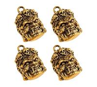 Jehoshaphat 4Pcs Oxidized Solid Brass Mahakala Skull Beads, Vintage Tibetan Style Pendant Charms for Keychain Handcrafted Jewelry Making Accessory