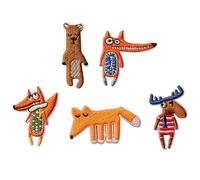 Jehoshaphat 5PC Cartoon Fox Embroidered Patch - Animal-Themed Iron-On Sewing Appliqué for Clothing Hats Bags Couple's Decor