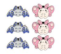Jehoshaphat 6Pcs Cute Cartoon Bat & Moth Enamel Alloy Brooches, Versatile Fabric Embellishments for Garments, Backpacks & Novel Handcrafted Exchange Trinkets for Relatives and Friends