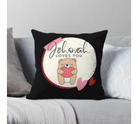 Jehovah Loves You Beary Much! Square Pillowcase Polyester Linen Velvet Pattern Zip Decorative Pillow Case Sofa Seater Cover