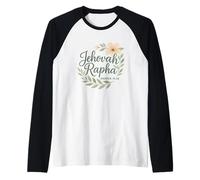 Jehovah Rapha Christian Floral Bible Verse Exodus 15:26 Raglan Baseball Tee