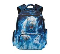 Jeiento 17 Inch Backpack for Boys,Girl Blue Lightning Snow Leopard School Bag Preschool Elementary School Bookbag Back to School Bag Lightweight Sport Ruckpack