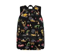 Jeiento 17 Inch Engineering Vehicle Backpack Black Kids School Bag Toddler Nursery Shoulder Ruckpack Lightweight Elementary Kindergarten Bookbag College Students School Bookbag Laptop Bag