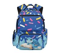 Jeiento 17 Inch Icecream Design Blue Sea Turtle Backpack for Boys,Girl Large Capacity Preschool Elementary School Bookbag Back to School Bag