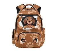 Jeiento 17 Inch Kids Backpack Cartoon Dachshund Dog Backpacks Large Capacity Shoulder Ruckpack Preschool Kindergarten Bookbag,Portable Laptop Bag for School,Business,Travel