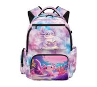Jeiento 17Inch Cartoon Axolotls School Bag for Girl Boy Large Capacity Kids Preschool Elementary School Bookbag Lightweight Large Capacity Travel Rucksack for Teens,Adult