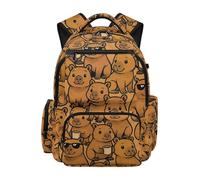 Jeiento 17Inch Cute Capybara Backpack for Kids Elementary School Backpacks with Adjustable Shoulder Strap,Front Zipper Pocket,Dog Pattern Sport Ruckpack for Teen,Adult