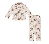 Jeiento 2 Piece Cartoon Panda and Basketball Pyjamas Set for Girls Boys Long Sleeve Nightwe Button Pjs Tops and Pants Teenager Girl Boys Loungewear,L