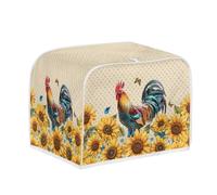 Jeiento 2 Slice Sunflower Chicken Rooster Dust Covers for Toaster,Washable Soft Bread Maker Oil Protection Storage Bag Kitchen Small Appliance Accessories,M