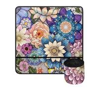 Jeiento Abstract Bright Blossom Sewing Machine Mat Protection Accessories Hippie Flower Sewing Machine Pad Slip Resistant Washable Cushion