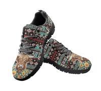 Jeiento Adult Animal Pattern Sneakers for Women Men Brown Highland Cow Walking Shoes Mesh Sport Running Sneakers Lightweight Comfort Gym Athletic Sneakers,10 UK