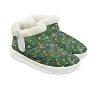 Jeiento Adult Christmas Shoes Christmas Tree Boots Warm Winter Snow Booties for Women Men House Shoes Comfy Hiking Ankle Booties for Xmas Party,UK 7