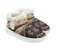 Jeiento Adult Winter Fuzzy Snow Boots Blue Butterfly Boots Warm Comfortable Slip-on House Shoes Comfy Hiking Ankle Booties for Xmas Party