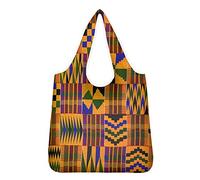 Jeiento African style Reusable Grocery Bag Foldable Pouch Linen Tote Bags Childish School Bookbag Handbag for Women Girls