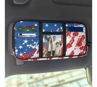 Jeiento American Flag Car Sun Visor Organizer,Independence Day Auto Interior Accessories Multi-Pocket Visor Organizer Storage Pouch Sunglasses Holders Fit Most Vehicles,America's 250 Years Decor