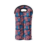 Jeiento American Flag Wine Carrier Bag USA Flag Patriotic Design Wine Carrier Tote Bag Washable Wine Bottle Holder for 2 Bottles