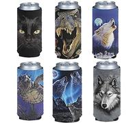 Jeiento Animal Beer Can Coolers Sleeves, Soft Insulated Reusable Drink Caddies for Water Bottles or Soda, Collapsible Blank DIY Customizable Pack of 6 PCS