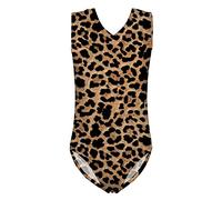 Jeiento Animal Leopard Pattern Girls One Piece V-Neck Swimsuit Sleeveless Beach Swimwear Bathing Suit for 9-10 Y