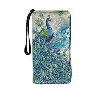 Jeiento Animal Peacock Leather Wallet Long Style Purse with Coin Pocket Zip Around High Capacity Birthday,Festival,Memorial Day,Valentine's Day Gifts for Womens Teen Girls