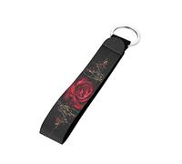 Jeiento Art Rose Car Keychain Backpack Lanyard for Women or Girls, Gifts for Friends and Family Keychain Accessories Black