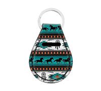 Jeiento Aztec Horse Keychain for Men and Women, with Flat Profile Polished Metal Key Ring