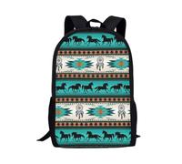 Jeiento Aztec Tribal School Bags for Teens 17inch Bookbag Horse＆Dream Catcher Travel Laptop Backpack Large Capacity Shoulder Bag for College Students Boys Girls