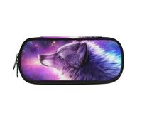 Jeiento Big Pencil Bag for Boys Starry Night Wolf Storage Pencil Pen Case Bag with Multi Compartments Pencil Pouch for Girls Cosmetic Bag,Office Travel School Supplies