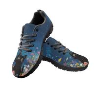 Jeiento Black Cat Sneakers for Women Men Casual Low Top Walking Shoes Mesh Sport Running Sneakers Lightweight Comfort Gym Athletic Sneakers,9 UK