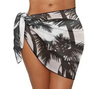 Jeiento Black Coconut Palm Beach Sarong Wraps for Women Lightweight Sexy Swimsuit Coverups Bathing Suit Cover Up for Ladies Bikini Wrap Skirt