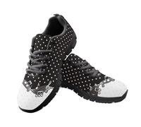 Jeiento Black Polka Dot Music Shoes for Women Men Athletic Trainers Lace Up Road Running Sneakers Comfort Travel Walking Sneakers for Teacher,Festival,9 UK