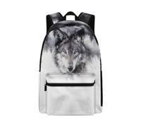 Jeiento Black White Wolf Backpack for School,17 Inch School Bag for Boy Girl Large Capacity Bookbag Lightweight Large Capacity Kids School Bag for Elementary,Middle High School Students