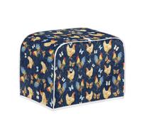 Jeiento Blue Butterfly Rooster Two Slice Toaster Dust Cover Polyester Foldable Bread Machine Oven Dustproof Covers Kitchen Small Appliance Storage Protection Bag,M
