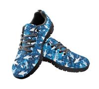 Jeiento Blue Camouflage Shark Pattern Shoes Womens Mens Road Running Shoes Casual Footwear for Teenager Girls Women Men,7 UK