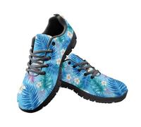 Jeiento Blue Hibiscus Flower Sneakers Trainers Womens Men Walking Sneakers Slip Resistant Road Running Shoes Casual Footwear for Traveling,5 UK
