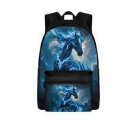 Jeiento Blue Lightning Horse Backpack for School Horse Animal School Bag for Elementary, Middle, and High School Students Lightweight Large Capacity Travel Ruckpack Sport Daypack