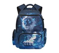 Jeiento Blue Lightning Lion School Bag for Kids,Lion Backpack for Boy Girl Preschool Elementary School Bookbag Large Travel Ruckpack College Students Backpacks