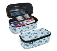 Jeiento Blue Sea Turtle Pencil Pen Case Cartoon Turtle Print Pencil Case for Girls Boys Large Capacity Pencil Pouch Organizers Multi-Slot Pen Bag,School Office Organizer Stationery Storage