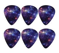 Jeiento Blue Starry Guitar Picks 6 pack Classical Triangle for Electric, Acoustic or Bass Guitars 0.96mm Variety Pattern