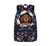 Jeiento Brown Dachshund Dog Backpack for Boys 17 Inch Middle High School Bag Toddler Bookbag Lightweight Teenager Casual Travel Daypack Adjust Shoulder Bag for Sports,Work