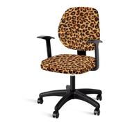 Jeiento Brown Leopard Print Office Chair Cover Elastic Split Rotating Swivel Chair Slipcover Protector Soft Executive Boss Chair Covers for Women＆Men Stylish Decorative Cover