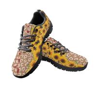 Jeiento Brown Leopard Sunflowers Shoes Fashion Trainers Walking Shoes for Men Women Adult Lace Up Gym Workout Sneakers Nurse Dentist Work Sneakers,10 UK