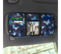 Jeiento Butterfly Car Sun Visor Organizer Easy Install Auto Sun Visor Pouch with Zipper for Cards License Registration Document,Road Trip Essential Accessories for Truck,Women