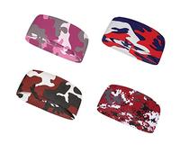 Jeiento Camouflage Sweatband Headbands for Men Women 4Pcs Sports Headbands Moisture Wicking Athletic Head Band Camo Style,9.2x3.8in