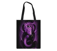 Jeiento Canvas Tote Bag Purple Dragon Reusable Shopping Shoulder Bags Book Bags Handbags For Women Girl