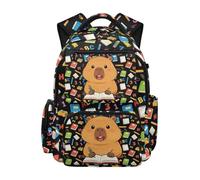 Jeiento Capybara Backpack for Boy Girl,17 Inch Children School Bag for Boys Lightweight Middle High School Bookbag Large Capacity Casual Daypack Teens Boy Sport Soccer Ruckpack Back to School