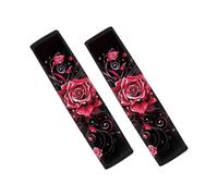 Jeiento Car Seat Belt Pads Rose Red Pattern Seatbelt Padding for Women Lady Soft Comfort Shoulder Strap Automotive Interior Accessories