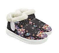 Jeiento Cartoon Astronaut Corgi Dog Snow Boots Womens Slip On Winter Shoes Comfortable Ankle Booties for Outdoor Hiking,Dragonfly Shoes